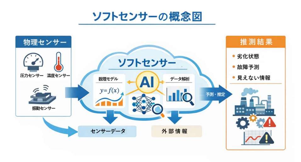 「ソフトセンサー」の概念図