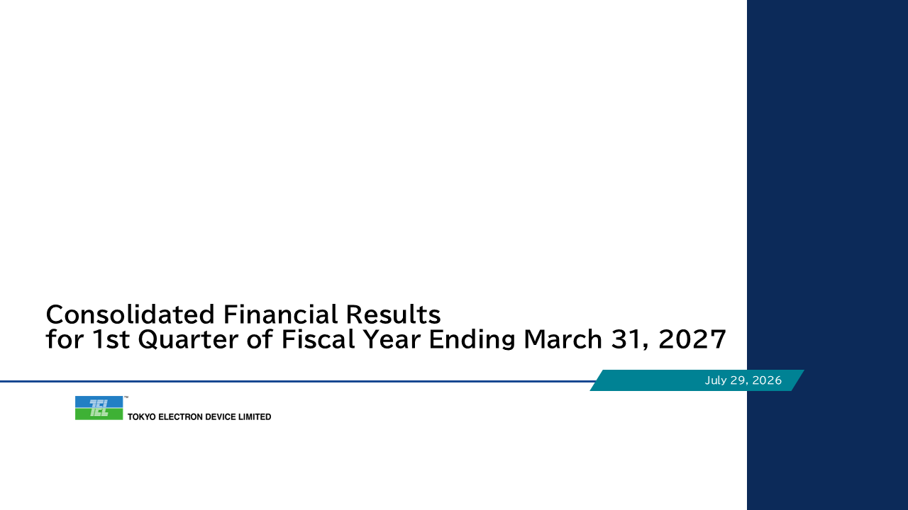Consolidated Financial Results for 1st Quarter of Fiscal Year Ending March 31, 2027